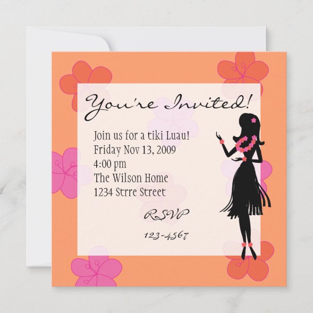 Hula Blooms Invitation (Front)