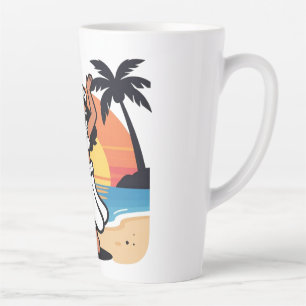 Hula dance beach party sunset tropical island art latte mug