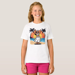 Hula dance beach party sunset tropical island art T-Shirt