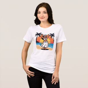 Hula dance beach party sunset tropical island art Tri-Blend shirt