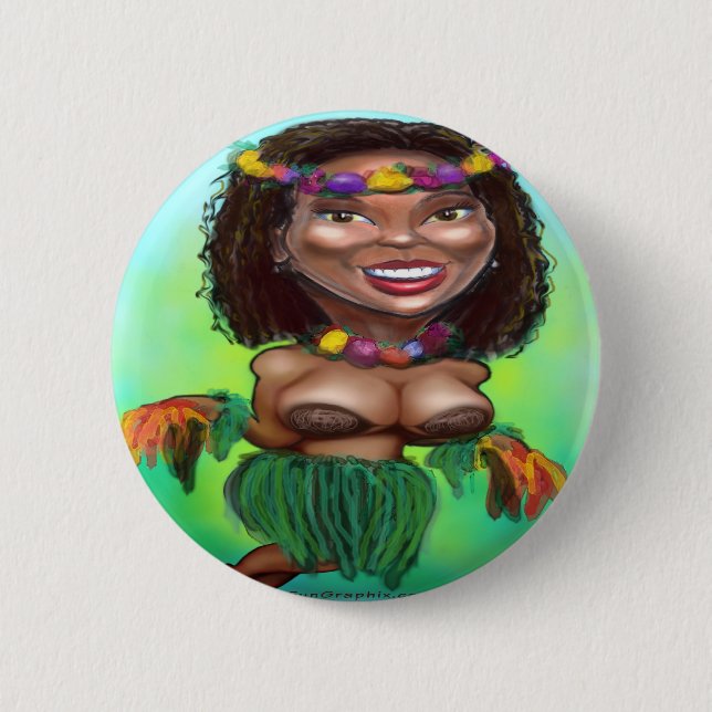 Hula Dancer 2 Inch Round Button (Front)