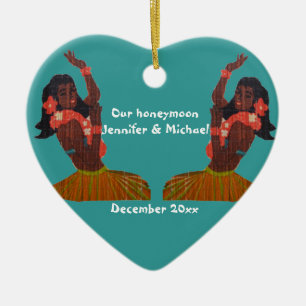 Hula Dancer Aloha Honeymoon Souvenir Ceramic Ornament