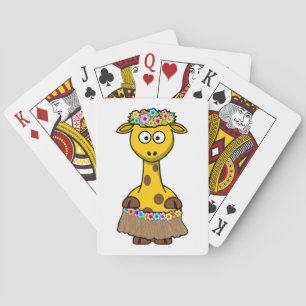 Hula Dancer Giraffe Cartoon Playing Cards