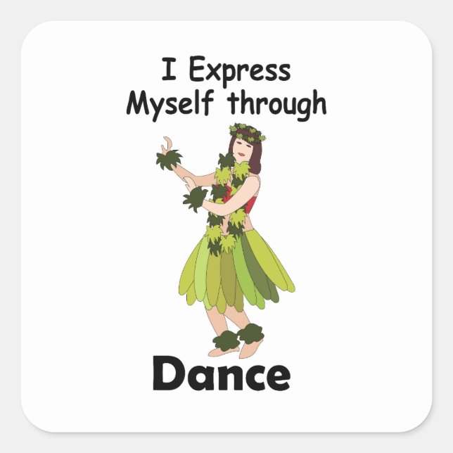 Hula Dancer Girl Expressing Herself Through Dance Square Sticker (Front)