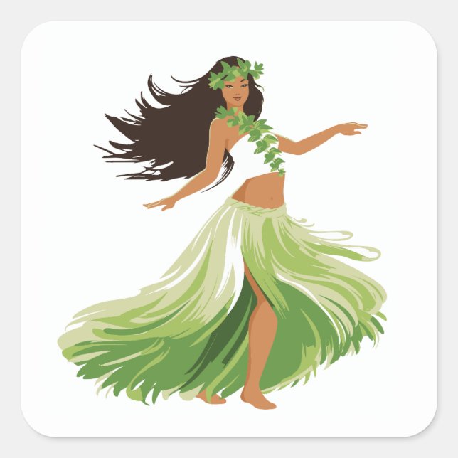 Hula Dancer Jupe d'herbe Autocollant hawaïen (Devant)