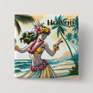 Hula Dancer on the Hawaii 2 Inch Square Button