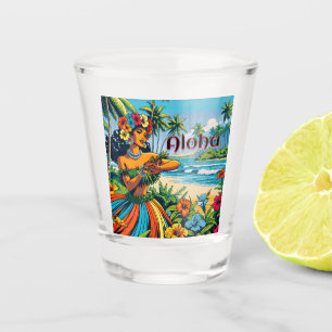 Hula Dancer on the Hawaiian Islands Aloha Shot Glass
