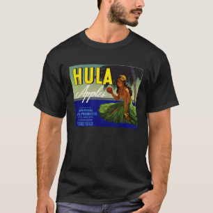 Hula Girl Apples Retro Vintage Palm Tree Hawaii Tr T-Shirt