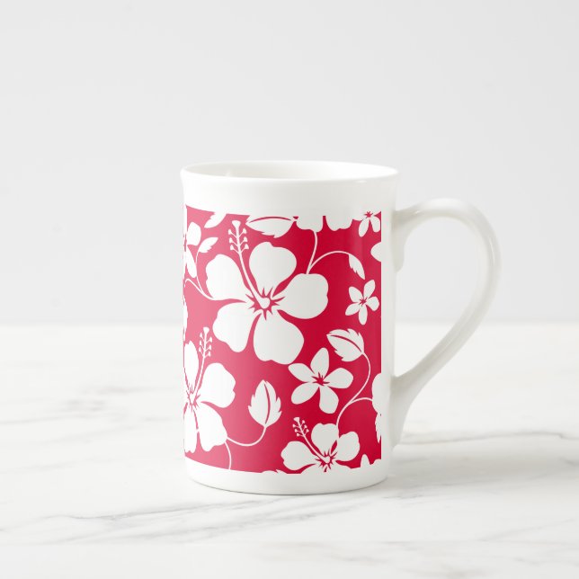 HULA HAÏIENNE (HIBISCUS) ROUGE BONE CHINE MUG (Droite)