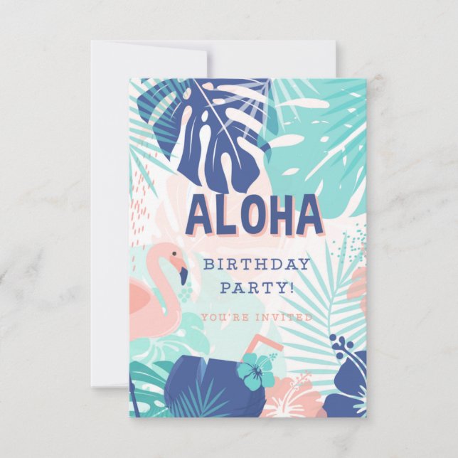 Hula Hawaiian Luau Thème Anniversaire Invitation (Devant)