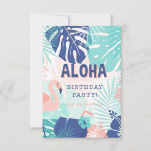 Hula Hawaiian Luau Thème Anniversaire Invitation