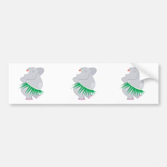 hula hippo bumper sticker (Front)