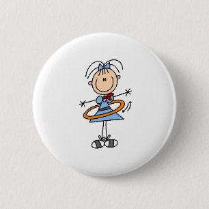 Hula Hoop Girl Button