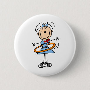 Hula Hoop Girl Button