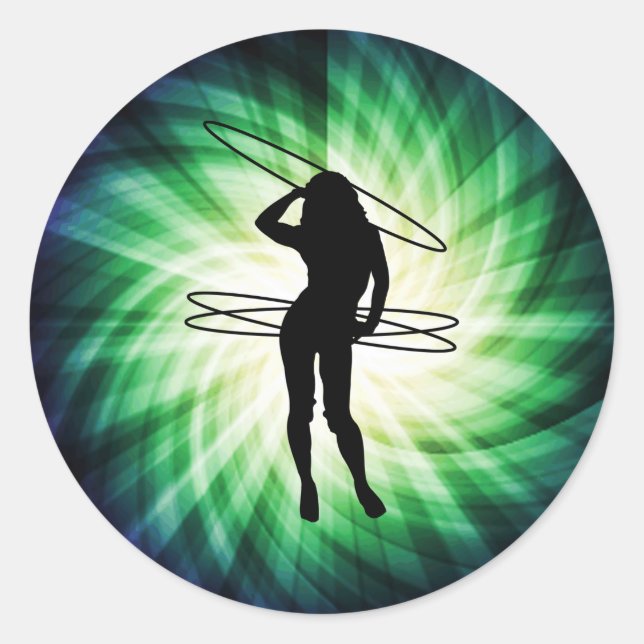 Hula Hoop Girl; Cool Classic Round Sticker (Front)