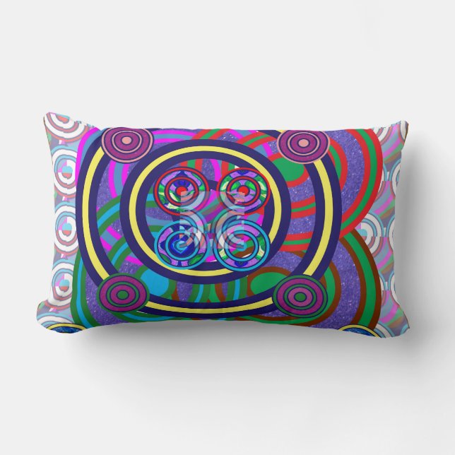 Hula Hoop Girls Game Round Circle Design Lumbar Pillow (Front)