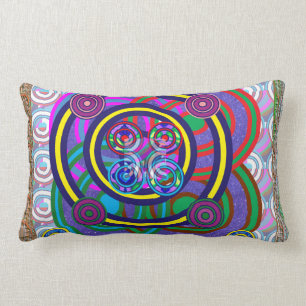 Hula Hoop Girls Game Round Circle Design Lumbar Pillow