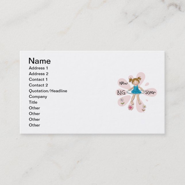 Hula Hoop New Big Sister Business Card (Front)