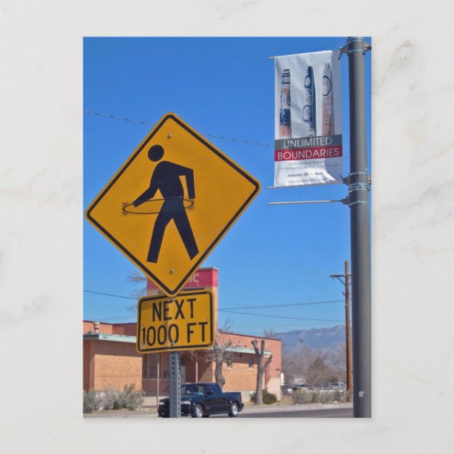 Hula Hoop Pedestrian Sign, Albuquerque New Mexico Postcard (Front)