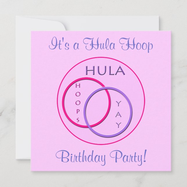 Hula Hoop Pink Purple Kids Birthday Party Invitation (Front)