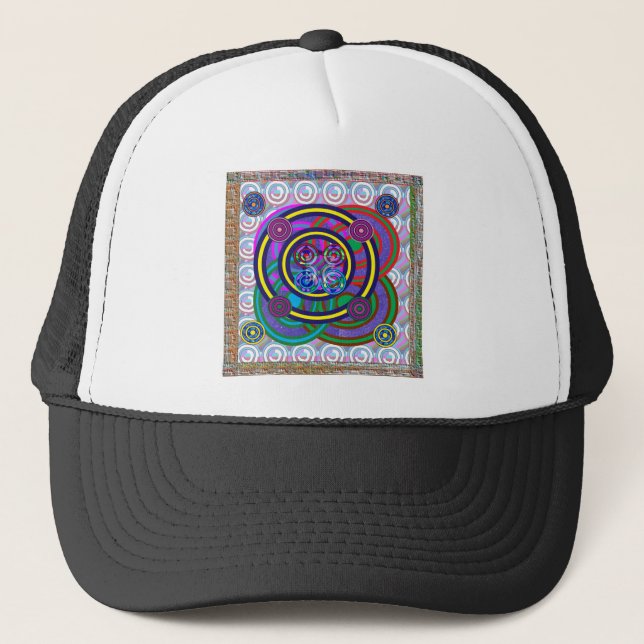 Hula Hoop Round Colourful Circles Trucker Hat (Front)