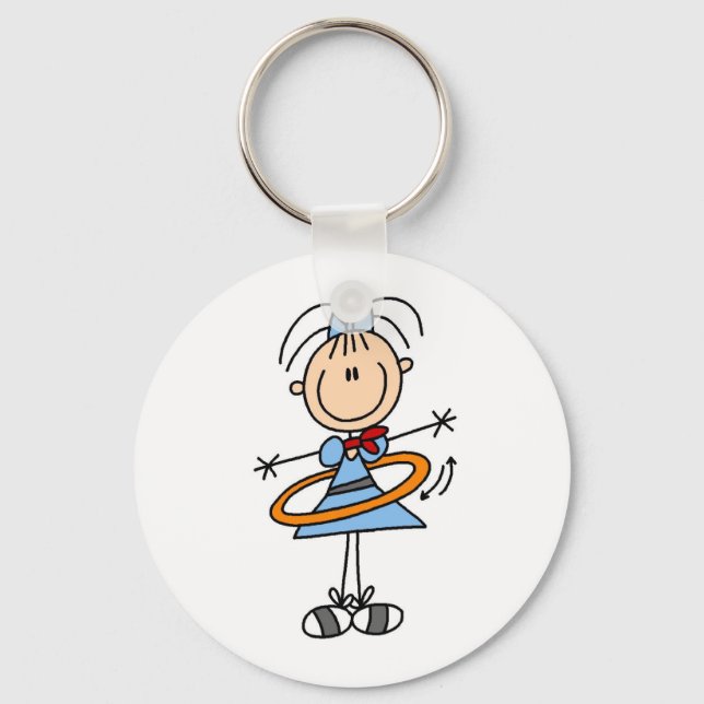 Hula Hoop Stick Figure T-shirts and Gifts Keychain (Front)