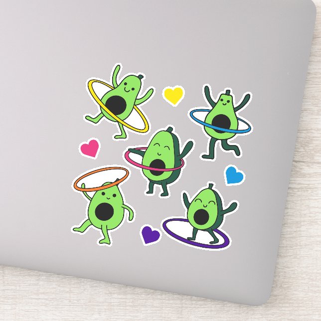 Hula Hooping Avocado Sticker Sheet (Detail)