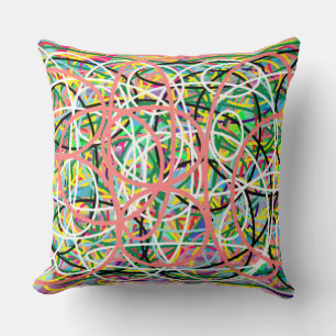 Hula Hoops mixed colour design pastel shades Throw Pillow