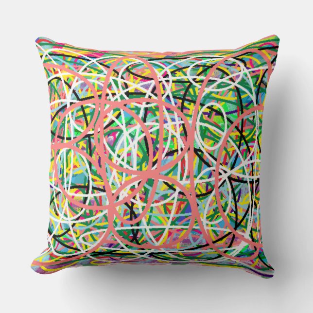 Hula Hoops mixed colour design pastel shades Throw Pillow (Front)