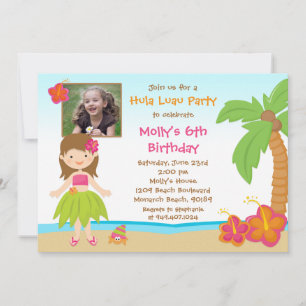 Hula Luau Birthday Party Invitation
