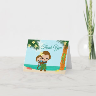 Hula Monkey BOY Baby shower Thank You note card #1