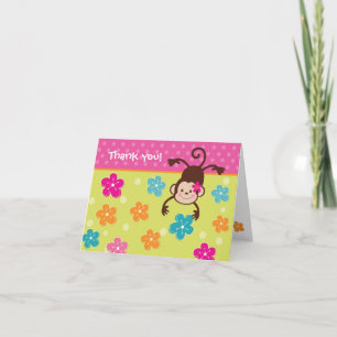 Hula Monkey Luau Birthday Thank You Note Cards