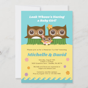 Hula Owl Hawaiian Baby Shower Invitation