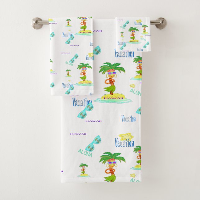Hula Palm (vacation pattern) towel set (Insitu)