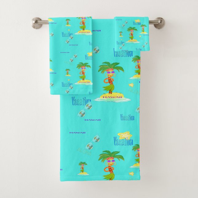 Hula Palm (vacation pattern) towel set (Insitu)