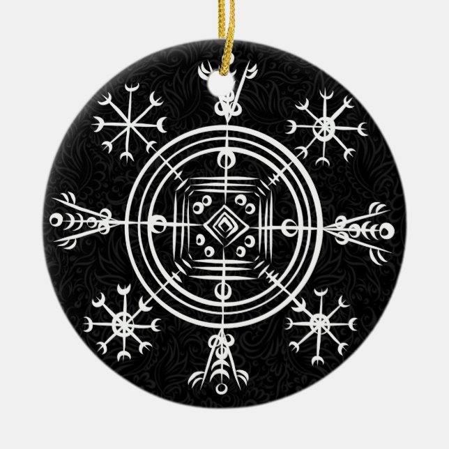 Hulinhjálmur – Norse Sigil of Invisibility Ceramic Ornament (Front)
