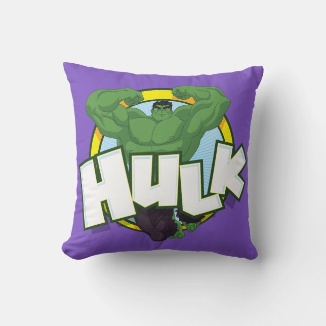 Hulk Character and Name Graphic Throw Pillow (Front)