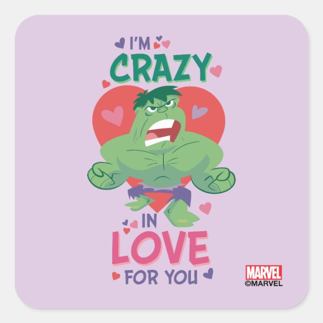 Hulk Crazy In Love For You Square Sticker (Front)