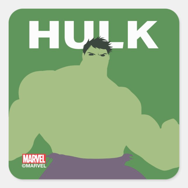 Hulk Flat Colour Character Art Square Sticker (Front)