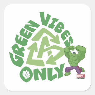Hulk   Green Vibes Only Square Sticker