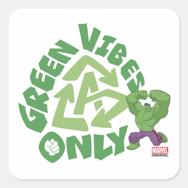 Hulk | Green Vibes Only Square Sticker (Front)