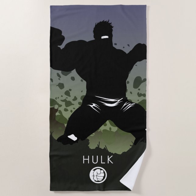 Hulk Heroic Silhouette Beach Towel (Front)