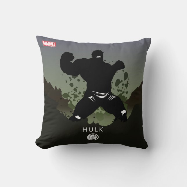 Hulk Heroic Silhouette Throw Pillow (Front)