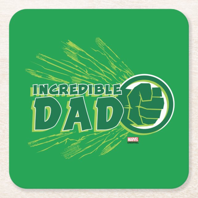 Hulk | Incredible Dad Square Paper Coaster (Front)
