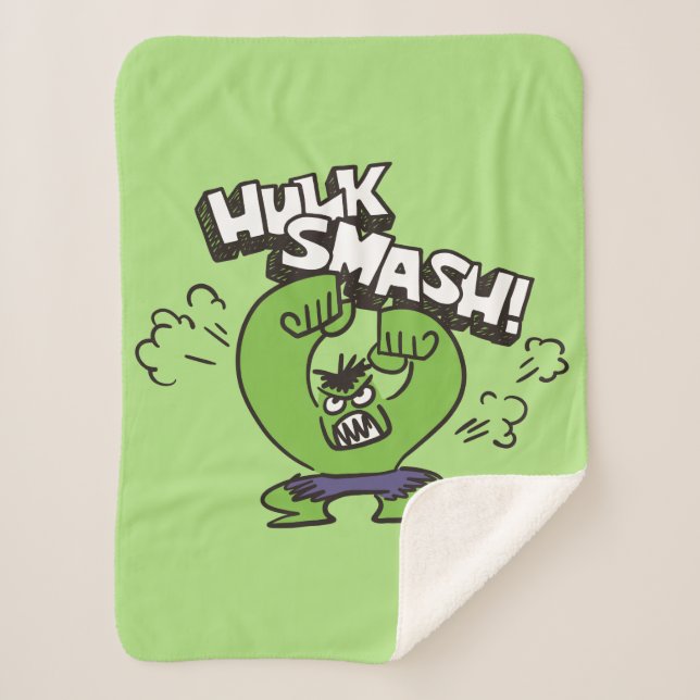 Hulk Smash Angry Doodle Graphic Sherpa Blanket (Front)