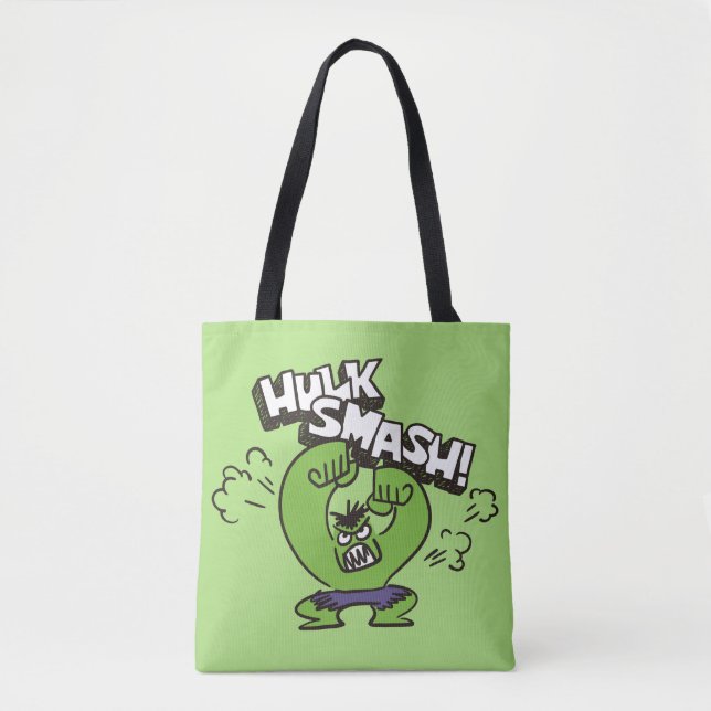 Hulk Smash Angry Doodle Graphic Tote Bag (Front)