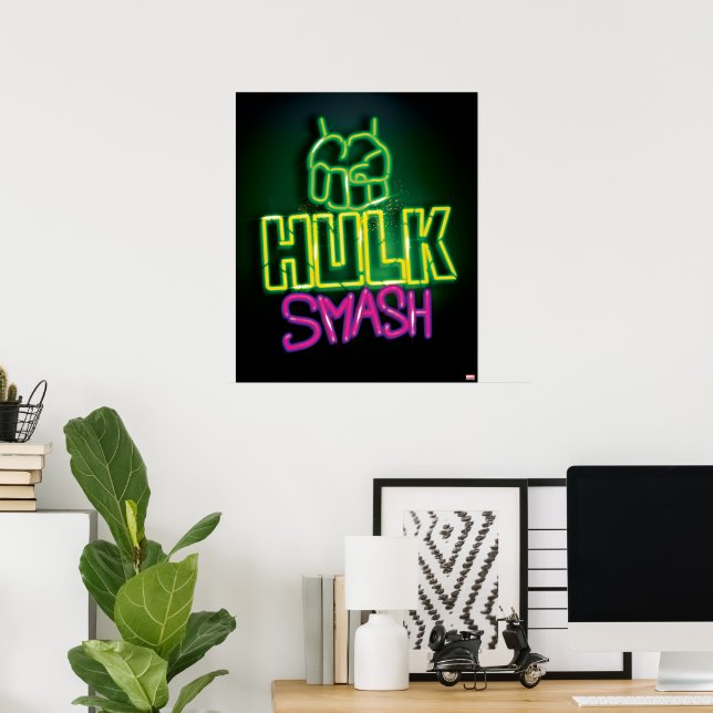 Hulk Smash Neon Graphic Poster (Home Office)