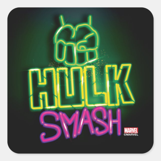 Hulk Smash Neon Graphic Square Sticker (Front)