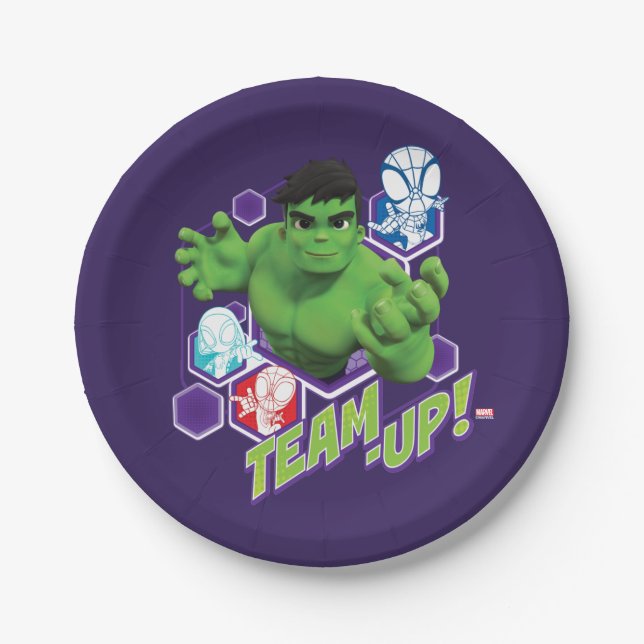 Hulk & Spidey Team "Team-Up!" Paper Plate (Front)