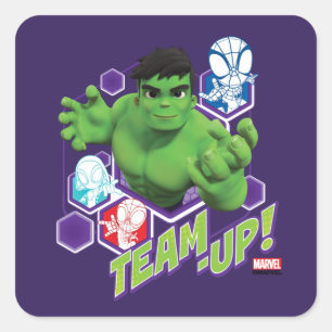 Hulk & Spidey Team "Team-Up!" Square Sticker